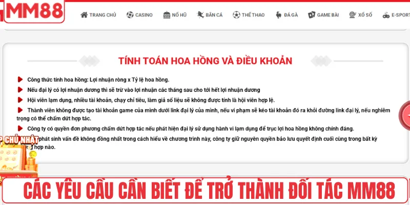 Đại Lý 3 Các yêu cầu cần biết để trở thành đối tác MM88